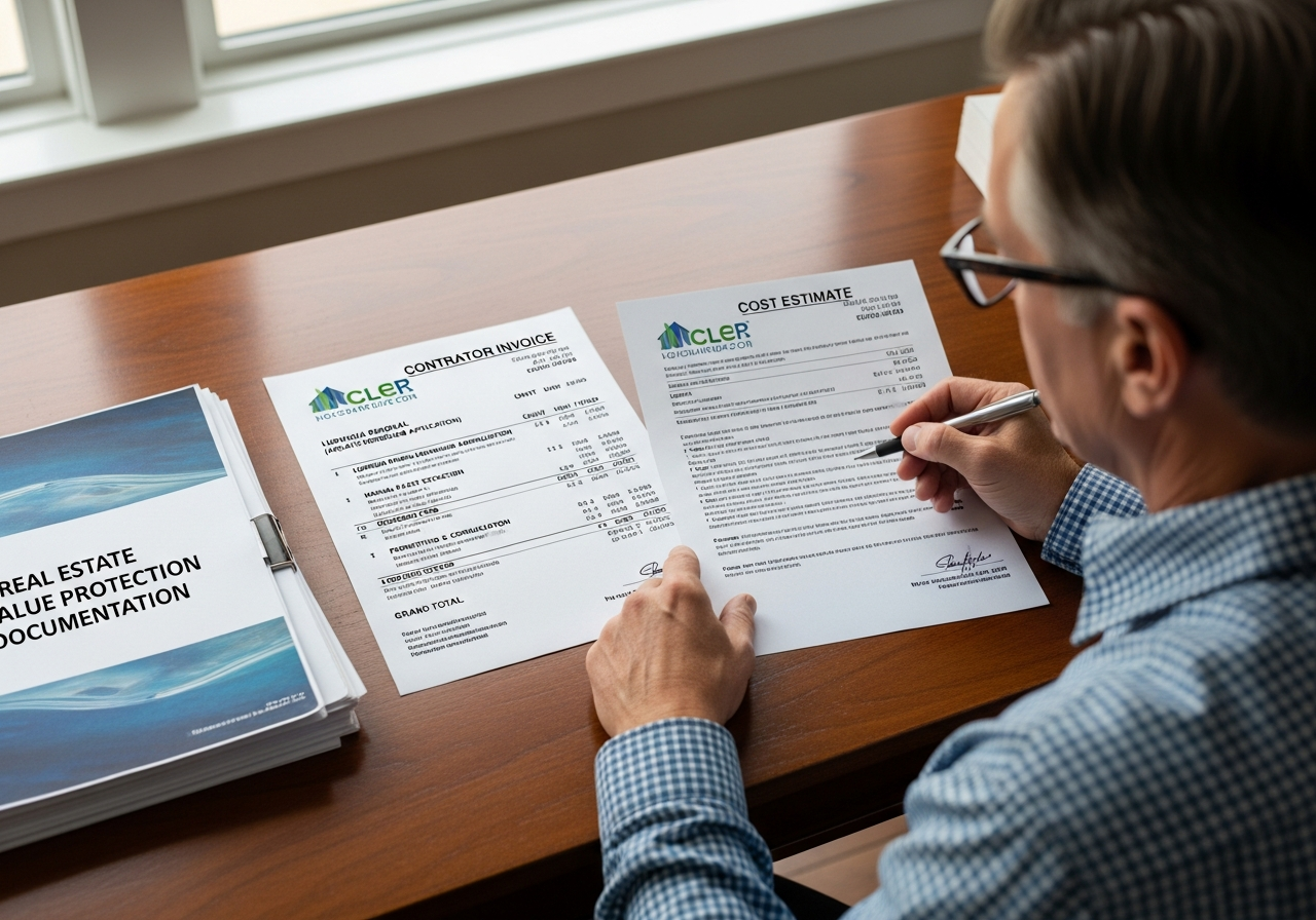 Property owner reviewing contractor cost estimate for Ludwigia removal on private lake