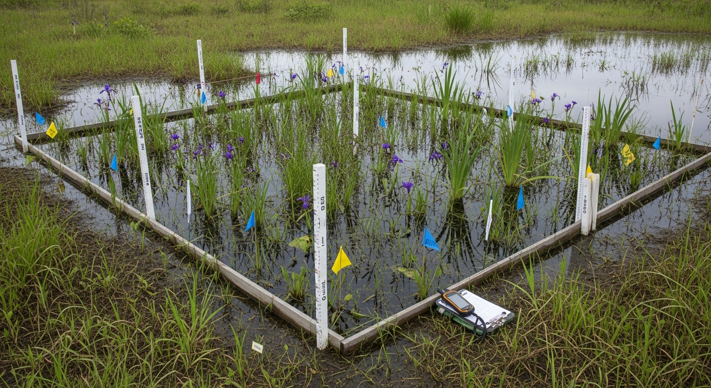 Long-term monitoring plot showing successful Ludwigia control after multi-year program